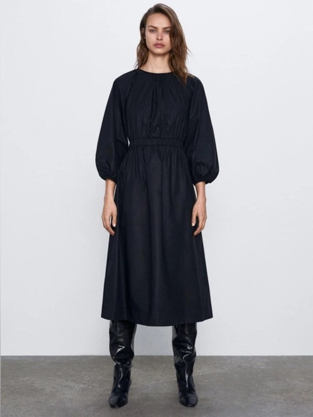 ZARA Black Midi Dress (cut-out back)